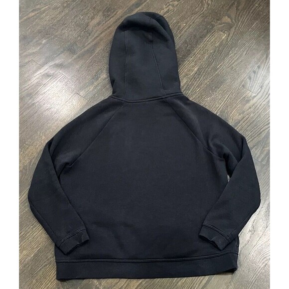 Nike Hoodie Sweatshirt Women L Black Rally Funnel Neck Metal Foil Swoosh Pouch - Picture 2 of 12
